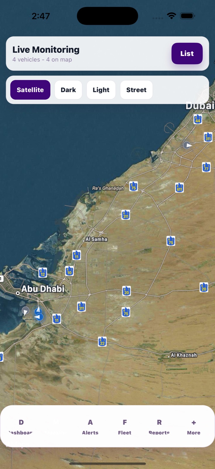 iFleet mobile live tracking map